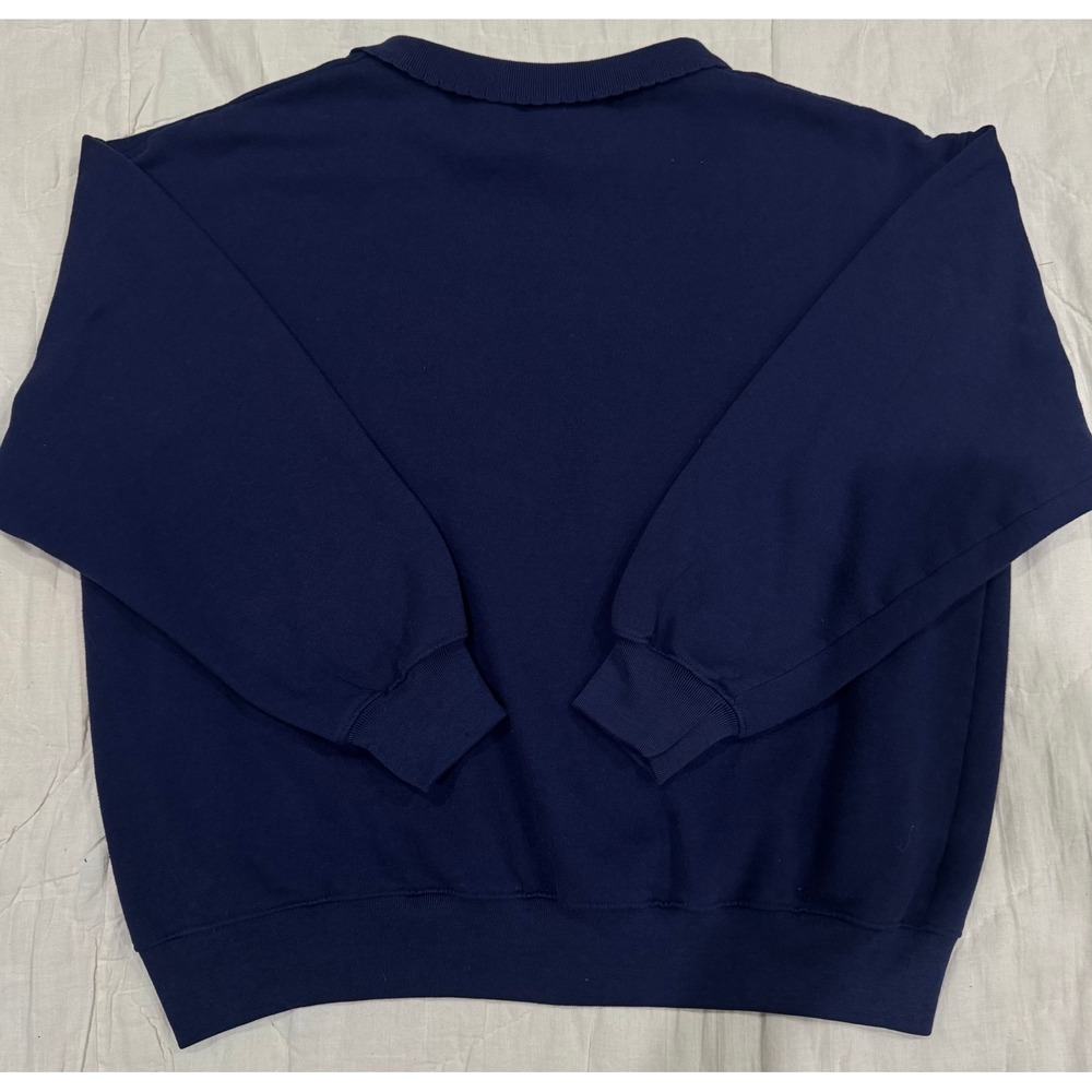 Sports Accent Navy Blue Floral Embroidered Polo Collar Sweatshirt Womens Large - Picture 5 of 5
